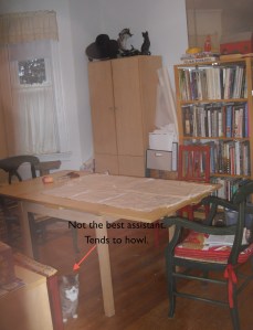 Dining/sewing/library room with "assistant"