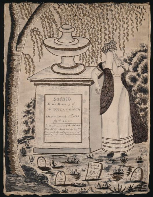 Embroidered mourning picture, 1823. MFA Boston, 42.643