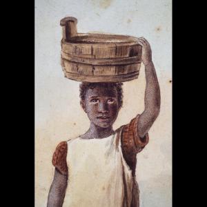 Enslaved Girl 1830 Origin: America, Virginia, Arlington County Primary Support: 6 x 4 1/8in. (15.2 x 10.5cm) Watercolor, pencil, and ink on wove paper Museum Purchase Acc. No. 2007-34,1
