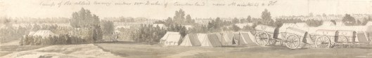 Thomas Sandby, 1721-1798, British, Encampment at Maestricht, 1747, Pen in black ink, over graphite with gray wash on medium, moderately textured, beige, laid paper, Yale Center for British Art, Paul Mellon Collection