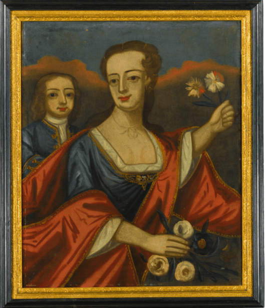 Attributed to J. Cooper 1685 - 1754 WOMAN WITH YOUNG BOY Appears to retains its original frame attributed to J. Cooper. oil on canvas 30 in. by 25 in. CIRCA 1715. Sotheby's Sale N09466, Lot 398