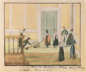  May 25th. Henry Van electrifying - Mrs Van, Diana, Harry, Isabella, Mum and HGS. Dynes Hall.