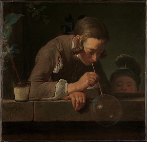 Jean Siméon Chardin (French, Paris 1699–1779 Paris) Soap Bubbles, ca. 1733–34 Oil on canvas; 24 x 24 7/8 in. (61 x 63.2 cm) The Metropolitan Museum of Art, New York, Wentworth Fund, 1949 (49.24) 