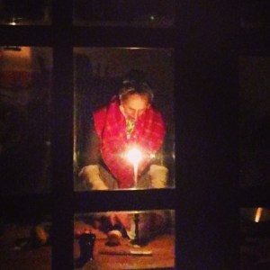 Through the barracks window on Friday night. Photo by Eliza West.